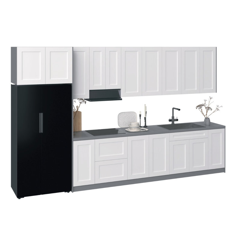 Cuisine complète moderne WALLKITCHENS FK-Time l 157 po x P 24 po x H 96 po en panneau de fibres à densité moyenne , Blanc mat