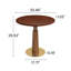 Table de salle à manger ronde rétro avec base luxueuse en laiton et plateau en bois massif