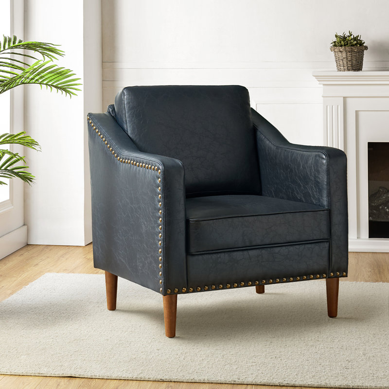 Fauteuil Almetia, Similicuir bleu marine