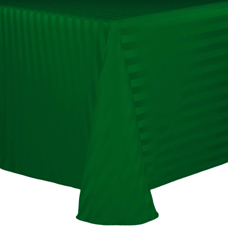 Ultimate Textile Satin Stripe Rectangular Tablecloth, 10, Emerald, 156" x 108"