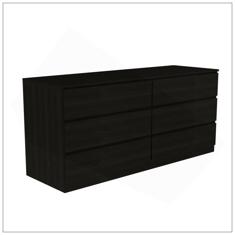 Commode double 6 tiroirs Asteria, poignées en métal