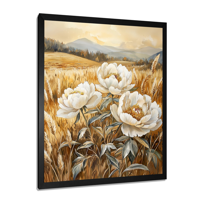 Barbury - impressions sur toile florales, Noir, noir, noir, noir, H 20 po x l 12 po, Reproduction encadrée d'une seule photo