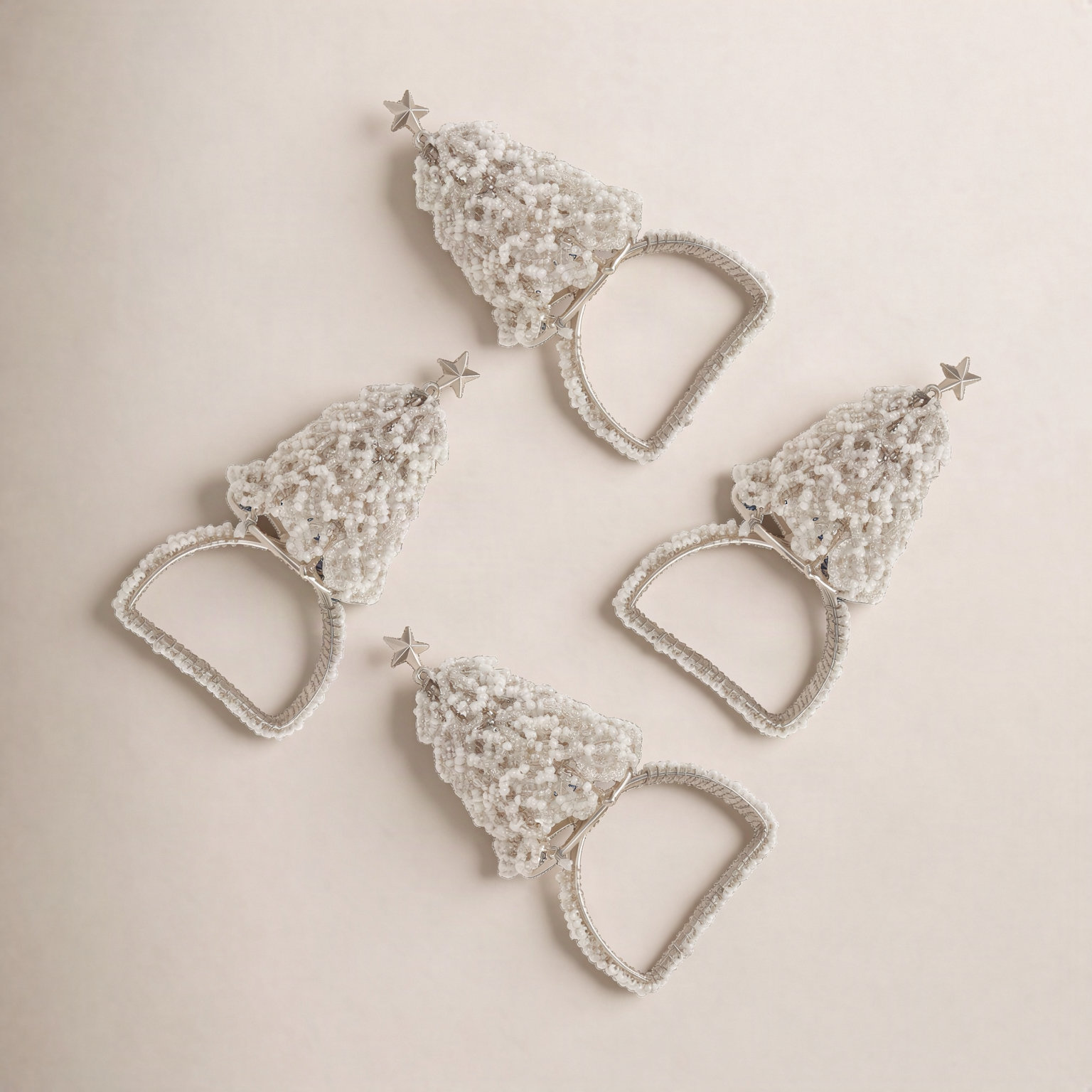 Christmas Tree Napkin Rings, Silver