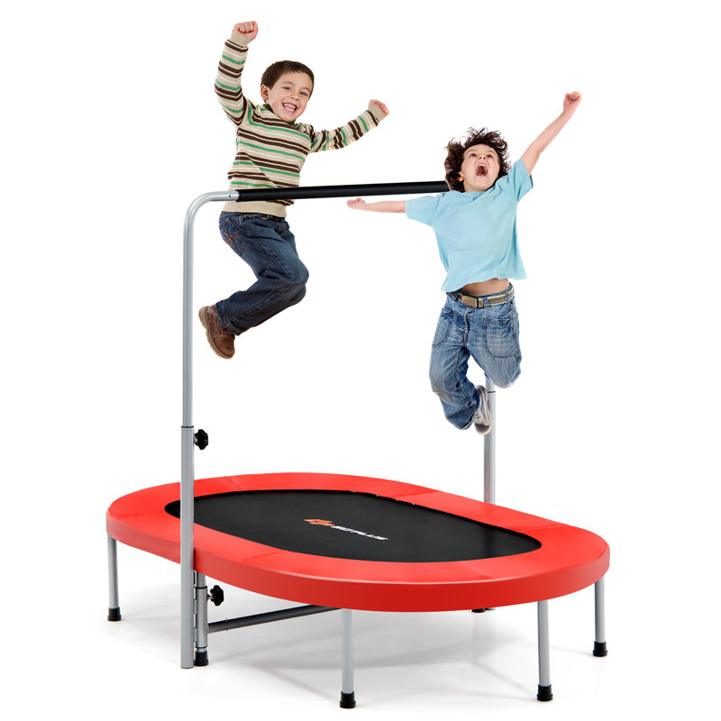 Trejo Freeport Park 127cm Round Fitness Trampoline with Handlebar, Red