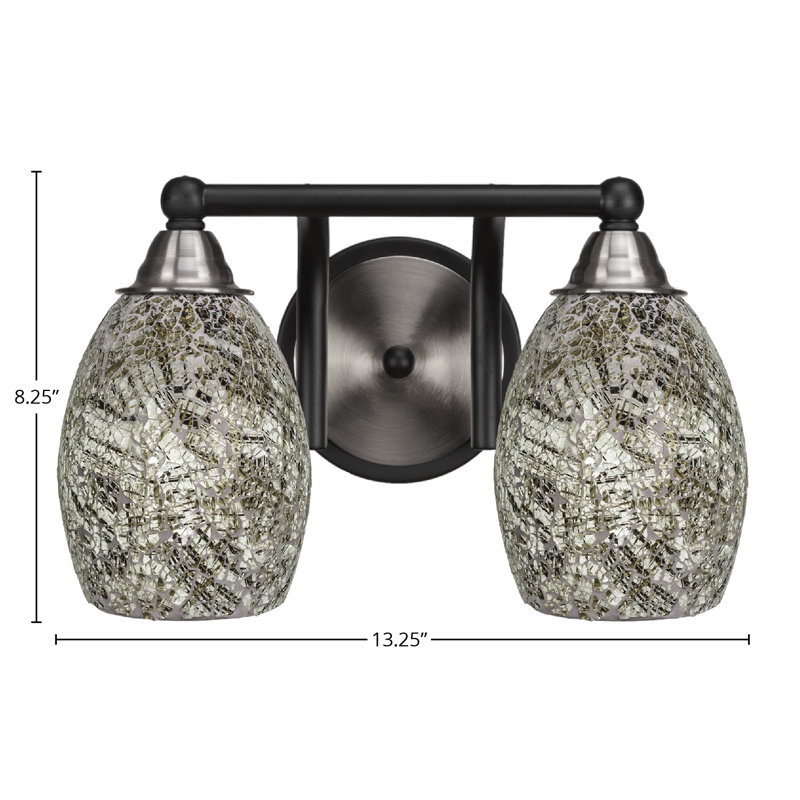 Michell 2-Light Bath Bar, Matte Black/Brushed Nickel, Natural