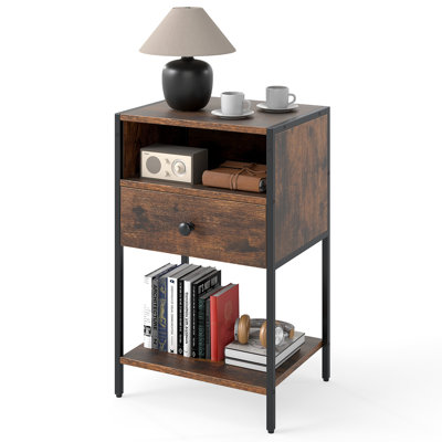 40cm W Metal Bedside Table