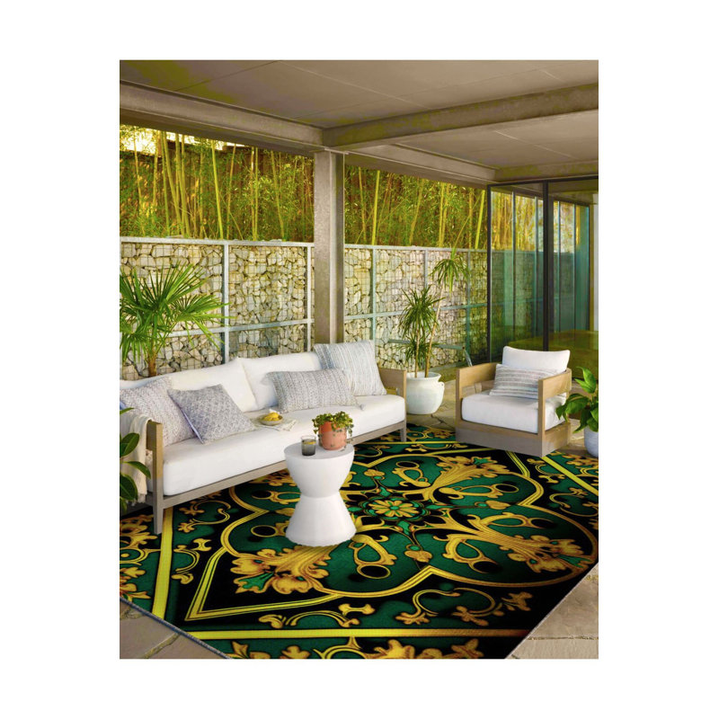 Tapis jaune à motif tissé lavable, Tapis de couloir 3 pi 3 po x 9 pi 10 po