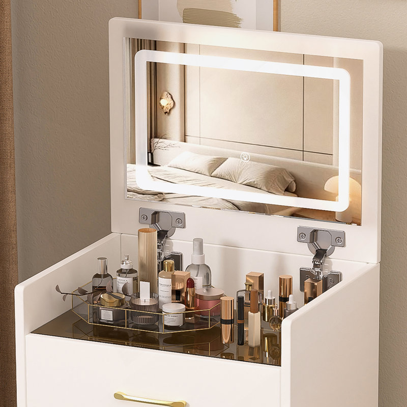 Meuble-lavabo 3 en 1 avec miroir ouvert