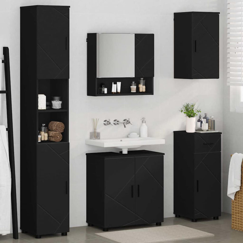 Bathroom Storage Furniture Set, Black