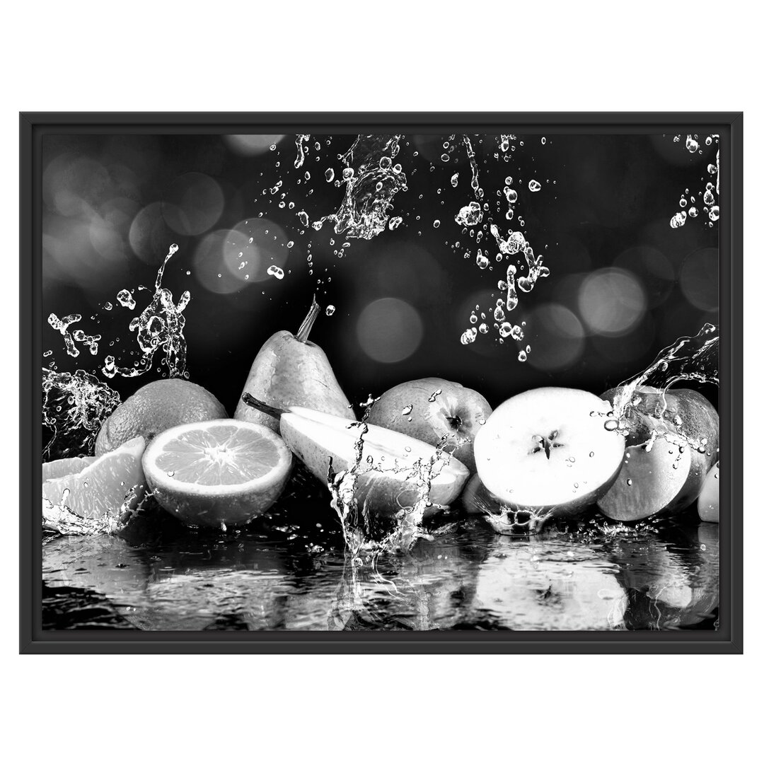 Gerahmtes Wandbild FrüchteWasser Kunst B&W