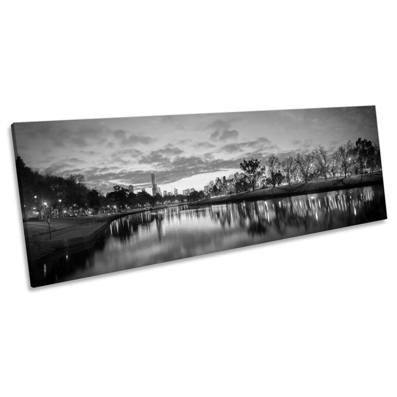 Melbourne City Australia B&W - Wrapped Canvas Panoramic Art Prints, 40.64cm H x 121.92cm W