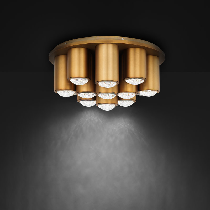 Tamara 14 Light Crystal LED Flush Mount, Aged Brass