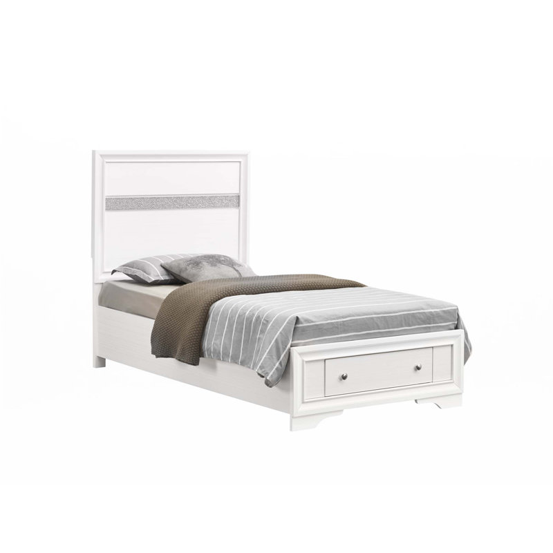 Cadre de lit (seulement lit), Simple, Blanc