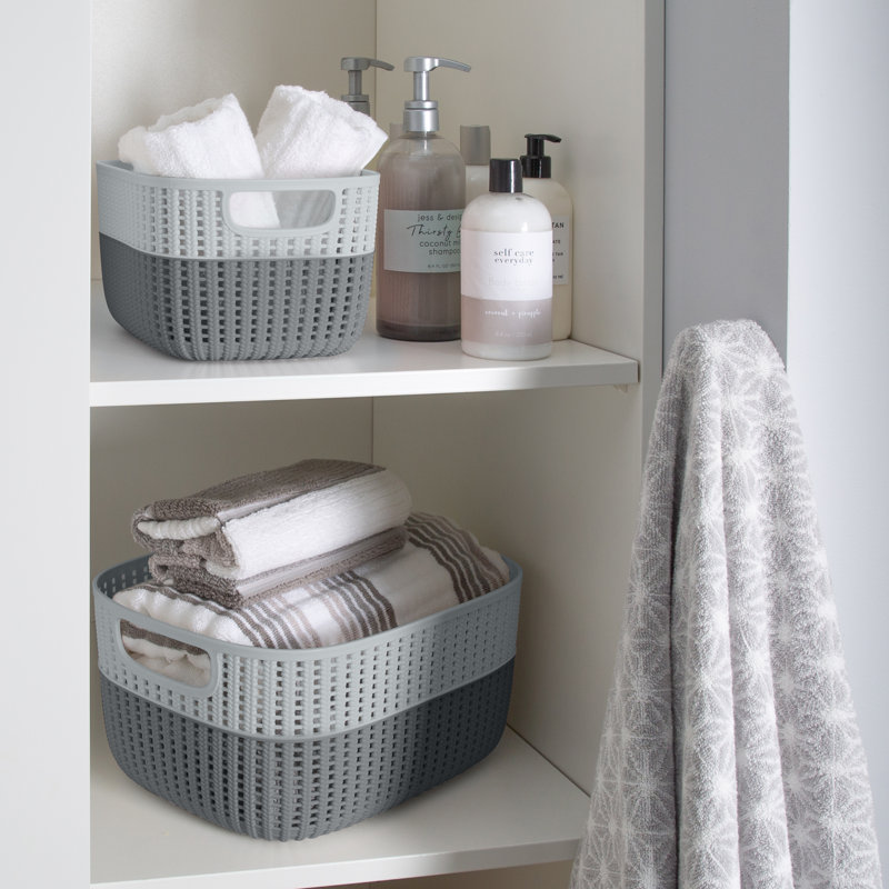 Panier décoratif en plastique, Gris, H 6,7 po x l 11,8 po x P 11 po, 1