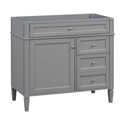 36'' Bathroom Vanity Without Top Sink, Modern Bathroom Storage Cabinet With 2 Drawers And A Tip-Out Drawer, Solid Wood Frame