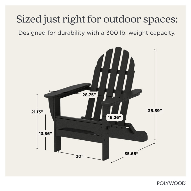 Chaise Adirondack pliante POLYWOOD Classic Adirondack, Noir