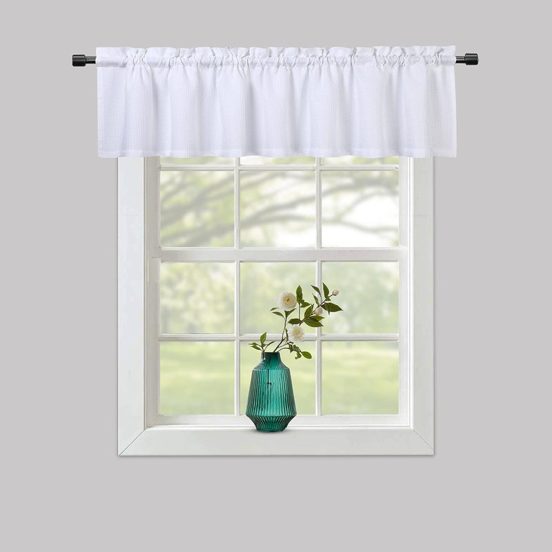 Waldmann Tailored Window Valance, Waffle Weave White