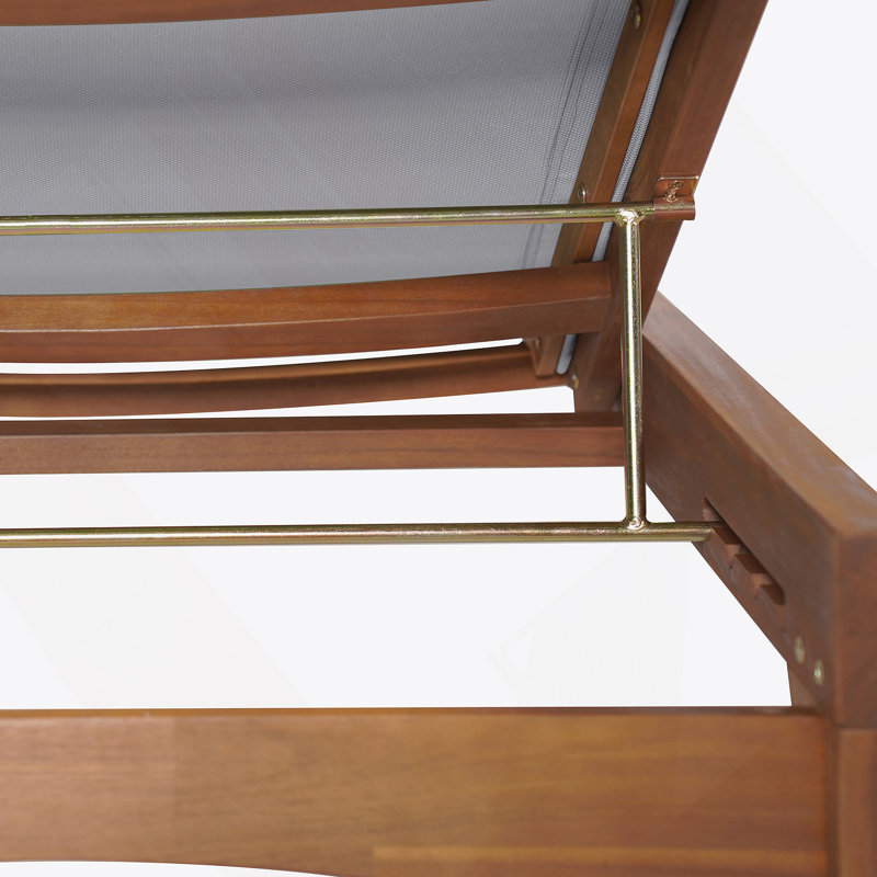 Chaise longue d'extérieur à structure en bois, Gris / naturel