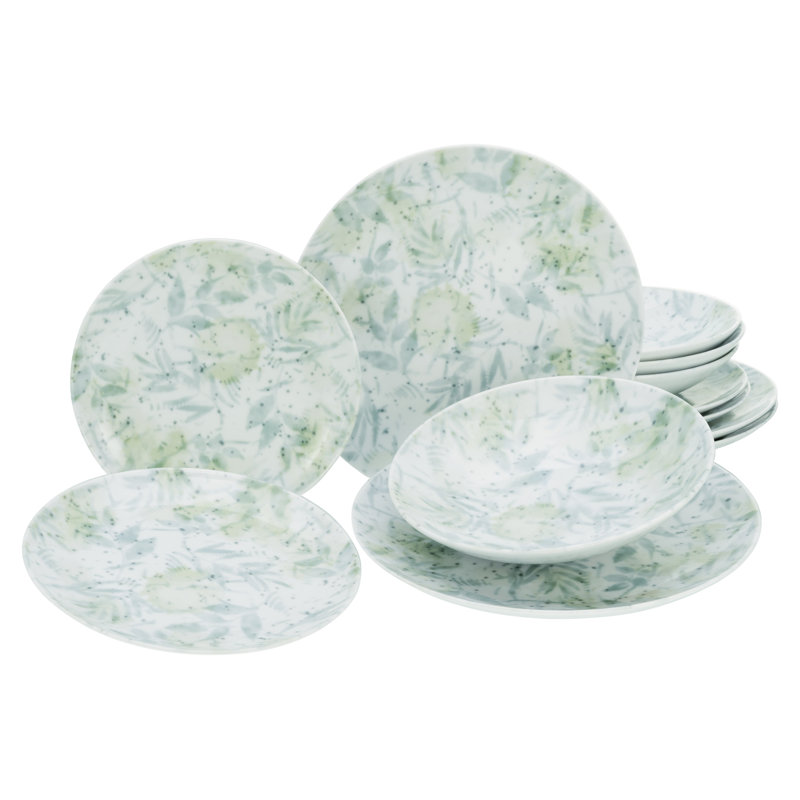 Tropical - Serie Home Porcelain China Dinnerware Set 12 Piece - Service for 4