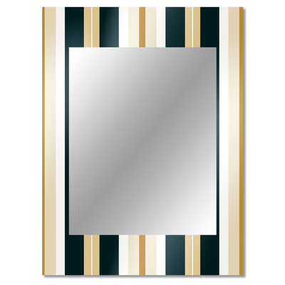Zahrea Classic Beige And Green Elegance Striped Pattern - striped  Decorative Mirror, Striped, Abstract Wall Mirror, Printed Metal Art