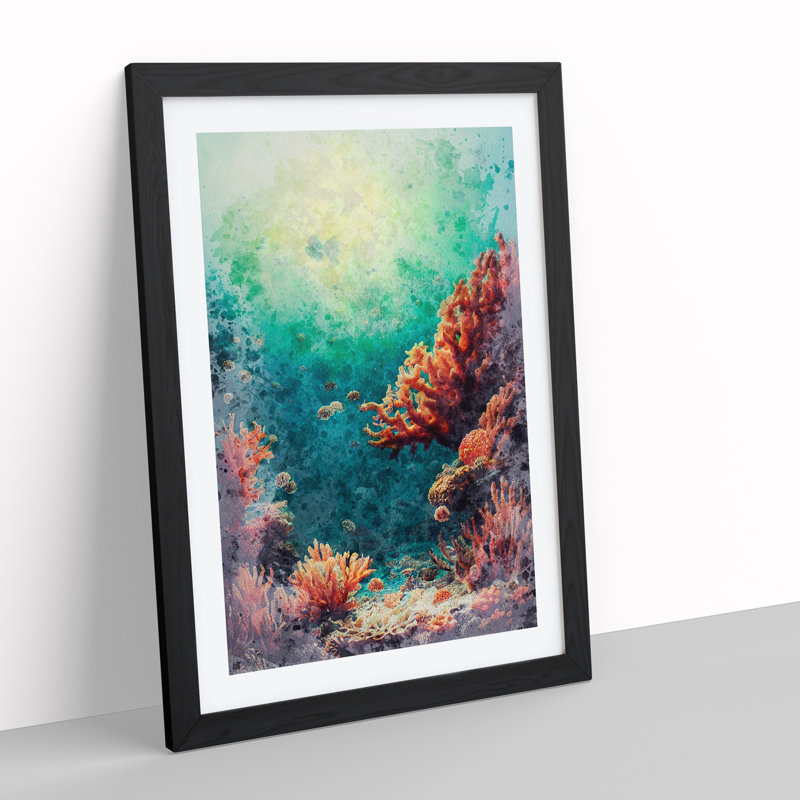 Beautiful Coral Reef - Single Picture Frame Print, Black Framed, 64cm H x 46cm W x 2cm D