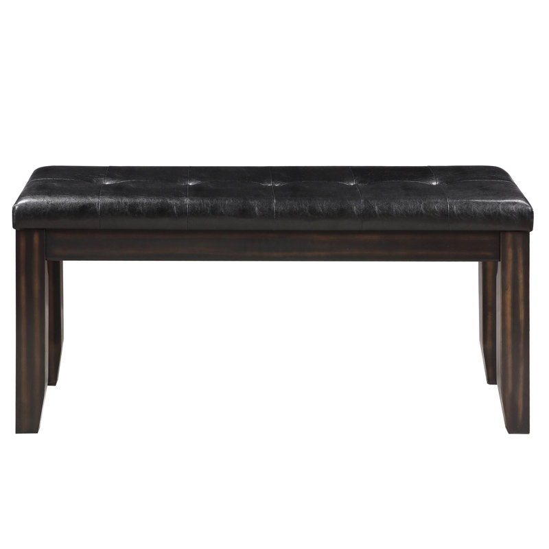Modern Black Faux Leather Bench With Finish For Look Sophisticated Seat Luxury