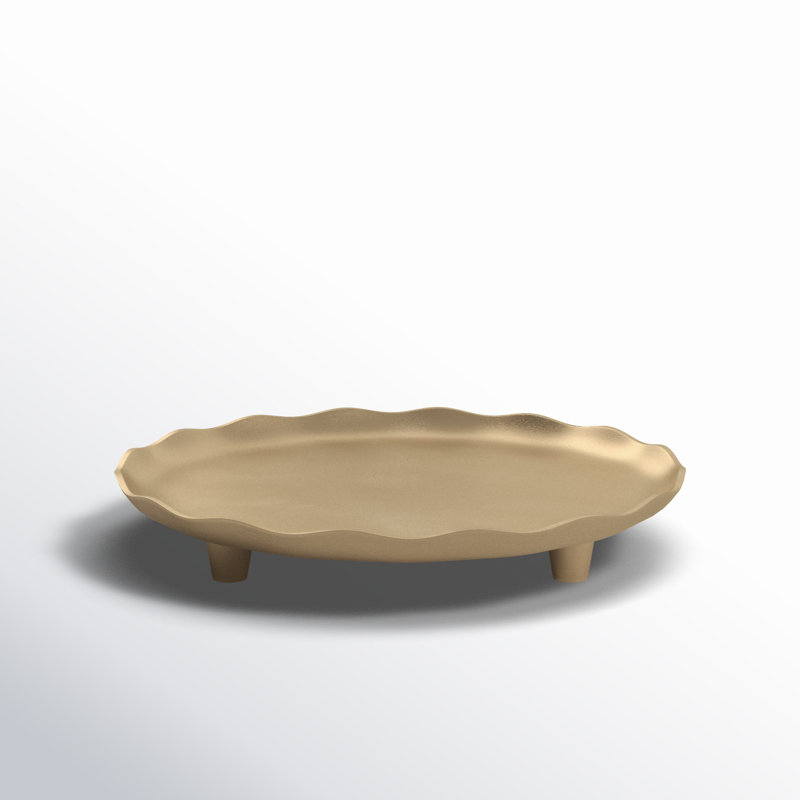 Round Metal Footed Tray, Gold