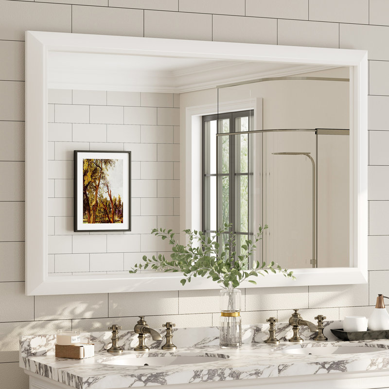 Miroir mural Amara, Blanc mat, 55 po x 36 po