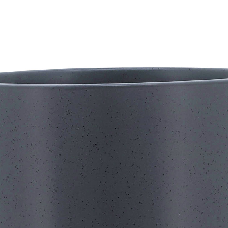 Planter W/ Wood Stand, Matte Gray, 9" H x 8" W x 8" D