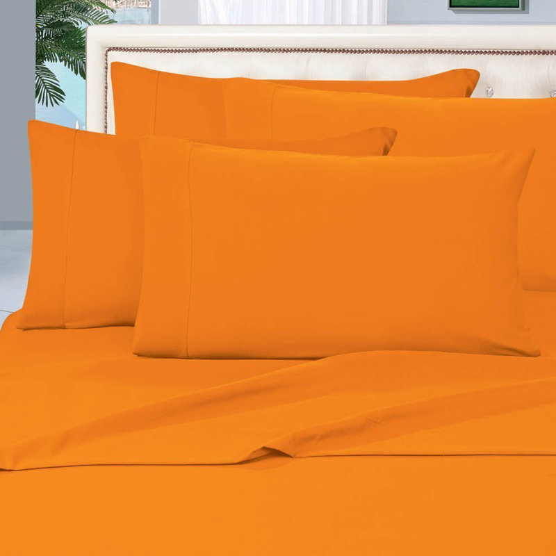 Ensemble de draps en polyester 1500 fils, Élite Orange, Ensemble literie pour lit simple
