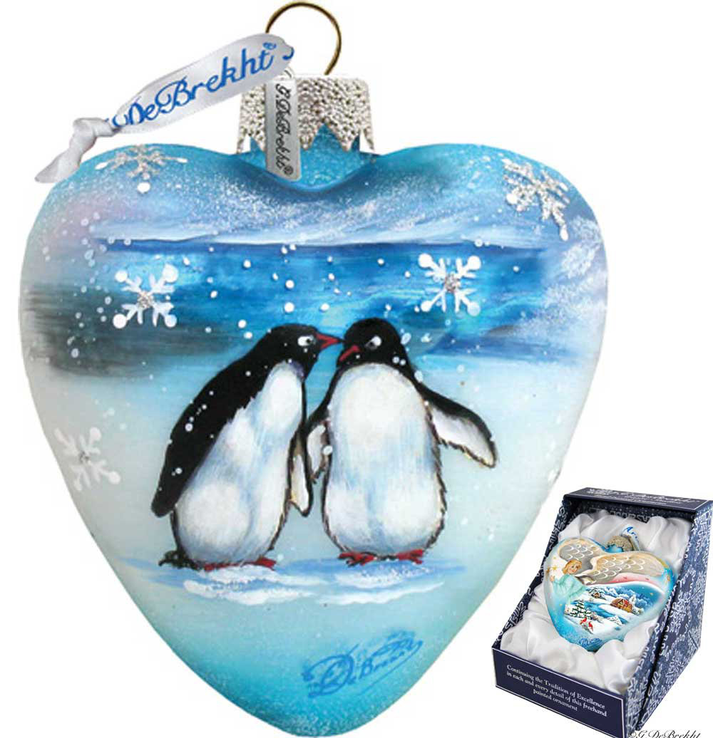 Holiday Splendor Penguins Pals Heart Holiday Shaped Ornament G Debrekht