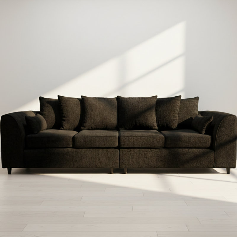 4 Seater Chenille Sofa, Black
