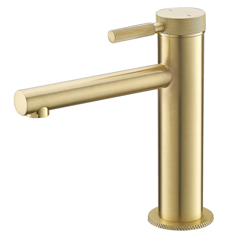 Robinet de lavabo de salle de bain monocorps à fixation sur le comptoir, Or brossé