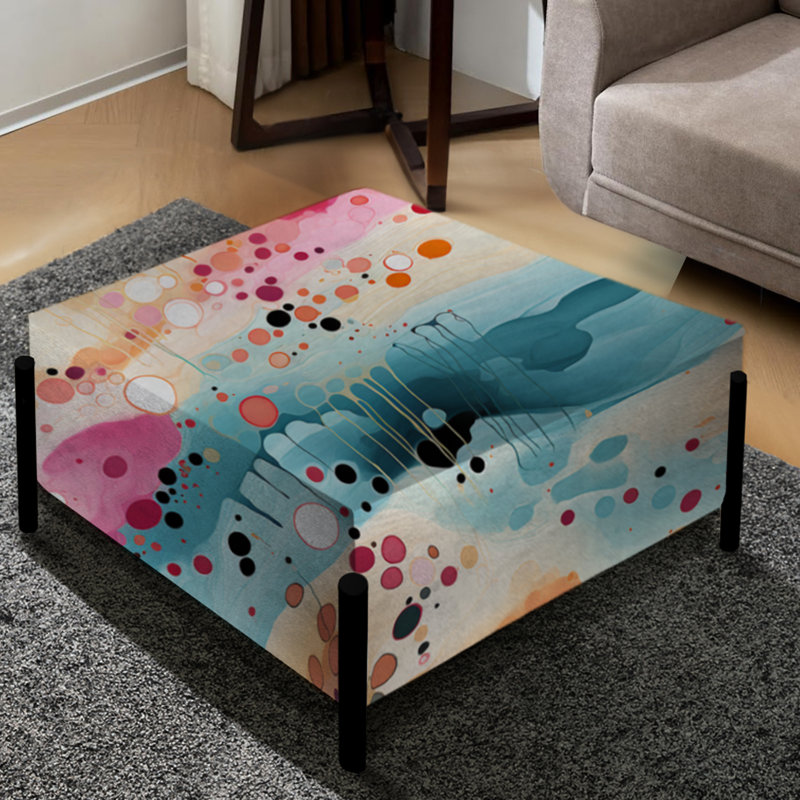 Green Fusion Abstractions In Motion - Grand repose-pieds carré Mid-Century