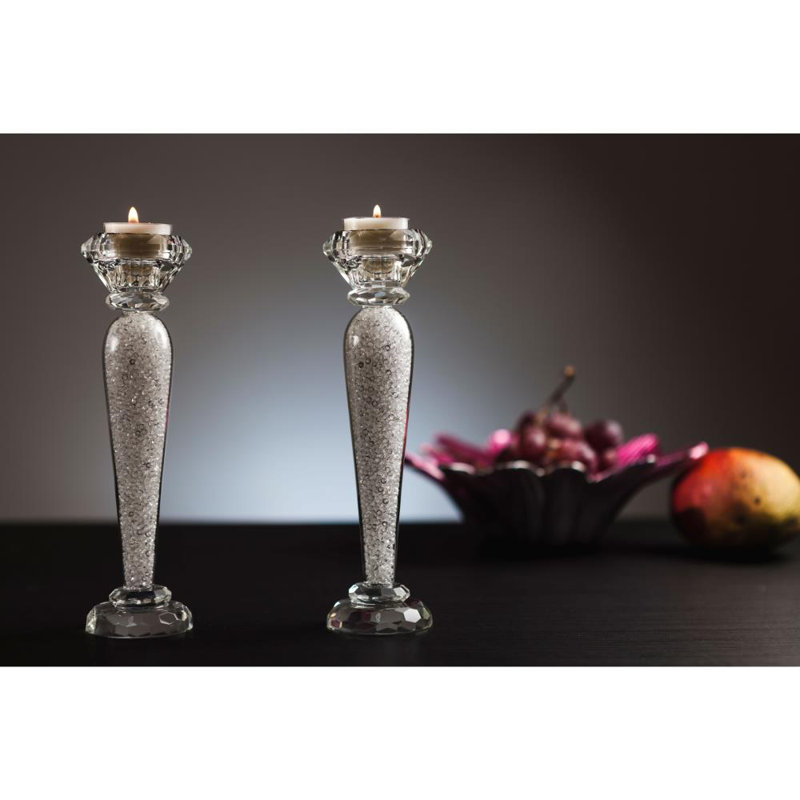 Bougeoir de table en cristal, H 9 po x l 2,5 po x P 2,5 po