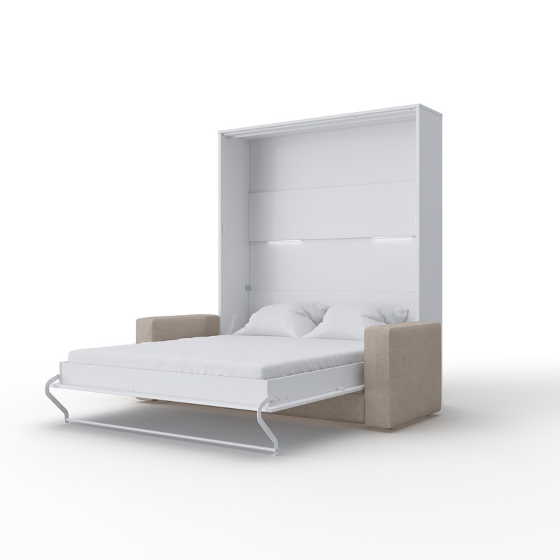 Ayvri Upholstered European Kingsize (160 x 200 cm) Murphy Bed, White/Beige
