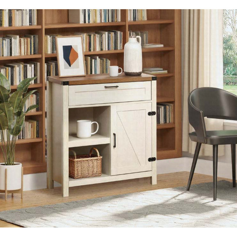 Buffet Farmhouse avec porte de grange et armoire de cuisine rustique