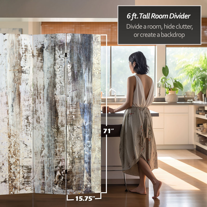 Winter Woods 6 Panel Room Divider, 6 ft Tall