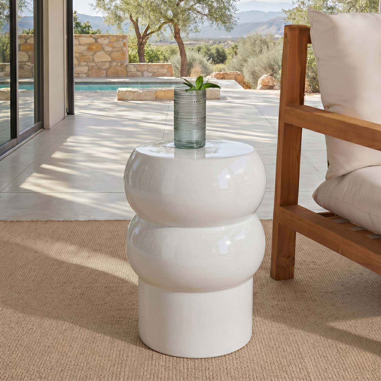 13" End Table, White