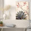 Tableau sur toile représentant une plante succulente Agave gris-bleu et de hautes tiges fleuries rouges-299010213