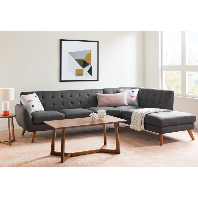 Millette Upholstered Sectional Right Hand Facing, Ash Black