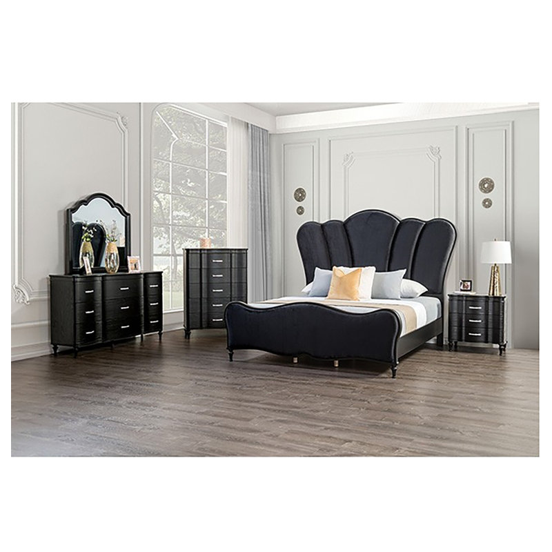 Commode 5 tiroirs Nolaine, Noir
