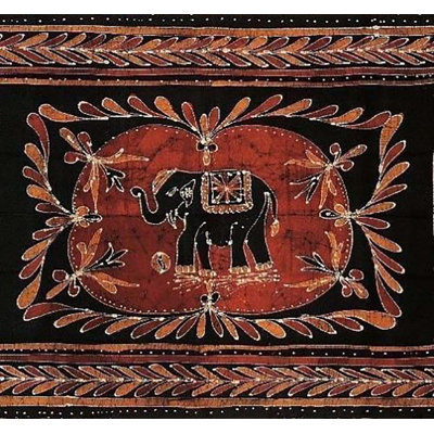 Tapisserie en coton à imprimé batik éléphant