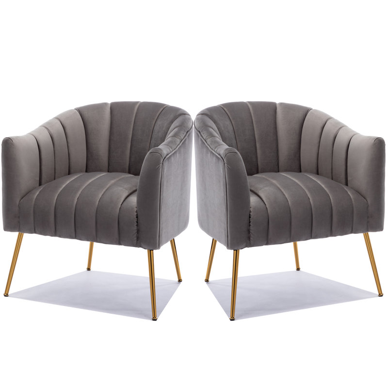 Velours capitonné large de 28 po Murrow, Velours gris, 2