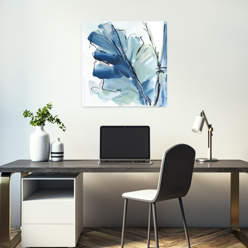 Luxe, feuille de bananier I, art abstrait de paysage tropical, H 18 po x l 18 po