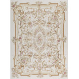 Hand-Knotted High-Quality Ivory and Ivory Area Rug