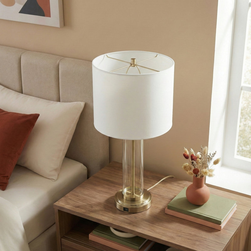 Lampe de table en nickel brossé