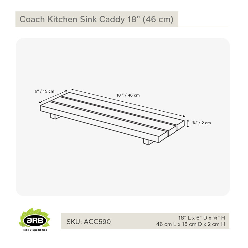 Coach 18 inch Teak Wood Kitchen Sink Caddy