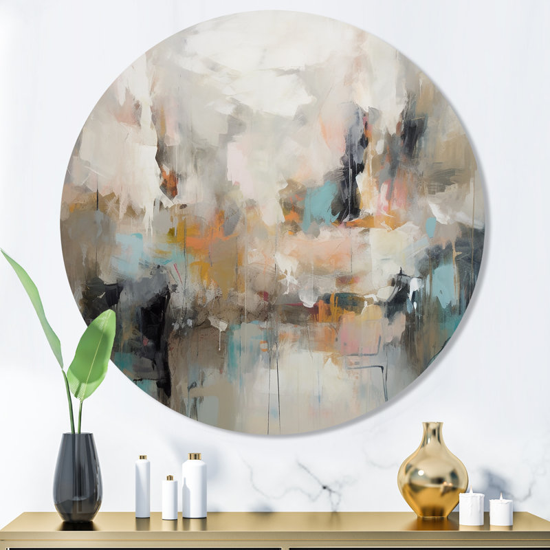 Serene Waters In Marble III - Art mural rond en marbre abstrait, H 36 po x l 36 po x P 1 po