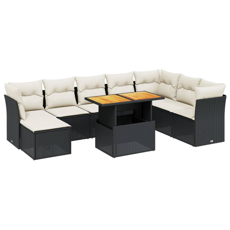Ensemble de canapé de jardin Vidaxl noir, blanc crème